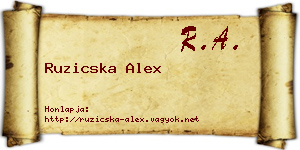 Ruzicska Alex névjegykártya